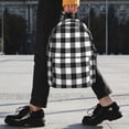 thumbnail image 2 of Rateoe Black White Plaid Pattern Student Backpack Water-resistant Backpack 15-inch Laptop Backpack Lightweight Adjustable School Backpack, 2 of 6