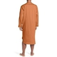 thumbnail image 3 of Mens Muslim Nightgowns with Pockets Cotton Long Sleeve Button V-Neck Pajamas Robes Casual Solid Comfort Side Slit Loose Sleepwear Robes, 3 of 5