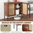 thumbnail image 6 of Costway Rattan Buffet Sideboard  Cabinet Cupboard with Adjustable Shelf Walnut, 6 of 9
