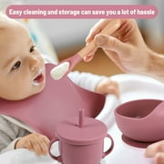 HEQUSIGNS Silicone Baby Feeding Set, Dark Purple, 8 Piece