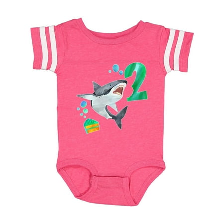 

Inktastic Second Birthday Shark with Cake Gift Baby Boy or Baby Girl Bodysuit