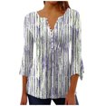 thumbnail image 2 of Women's 3/4 Sleeve Tops,Women's Tops 3/4 Sleeve Dressy Casual Plus Size Tunic Tops to Wear with Leggings Swing Flare T-Shirt Loose Fit Blouses Purple XL, 2 of 5