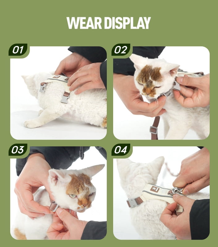Cat Harness Adjustable No Pull and Leash Set, Soft Breathable Escape Proof Walking Harness for Small Medium Cats