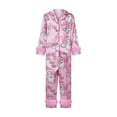 thumbnail image 2 of Family Matching Christmas Pajamas Set Santa Letter Print Holiday Satin Sleepwear Dad Mom Kids PJs, 2 of 10