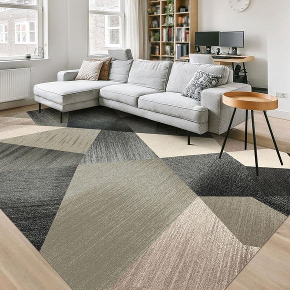 Alfombra Homfine, lavable, moderna, geométrica, 180 x 270 cm, color verde