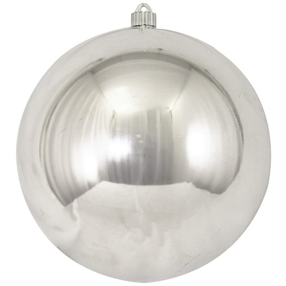 Christmas By Krebs Ornament, Large Commercial Grade Indoor and Outdoor Shatterproof Plastic, UV and Water Resistant Ball Ornament Decorations (Shiny Looking Glass Silver, 10 inch (250mm))
