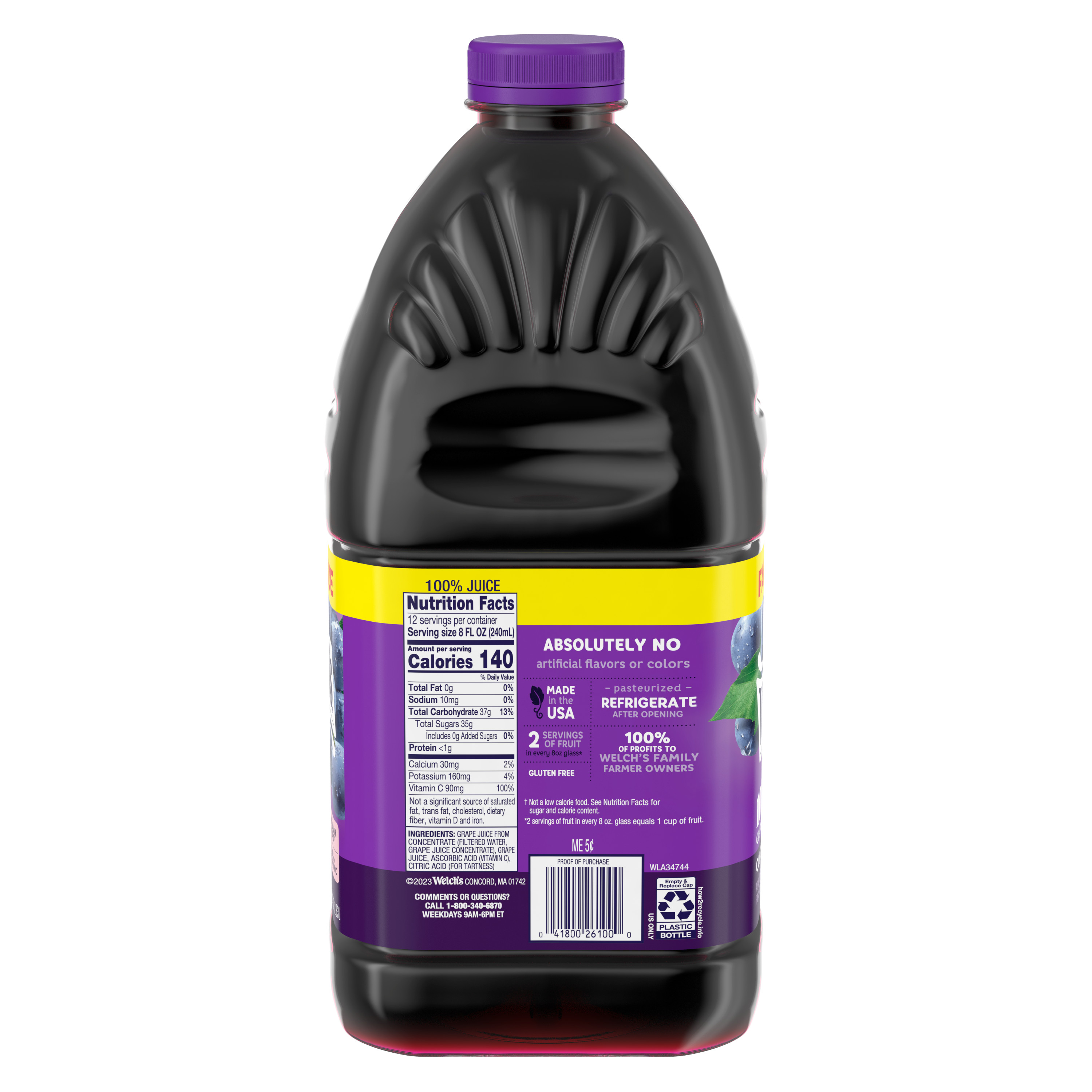 Welch's 100% Grape Juice, Concord Grape, 96 fl oz Bottle - image 5 of 9