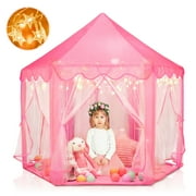 SweHouse Princess Castle Play Tent for Toddlers Girls Hexagon Playhouse with Star Lights Indoor Polyester Toys