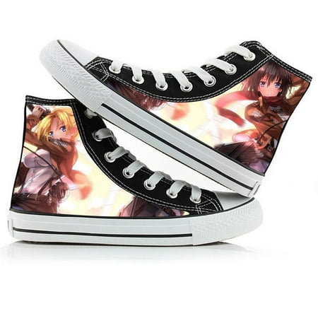 

High Top Attack on Titan Canvas Shoes Eren Jager/Mikasa Ackerman Pattern Sneakers Attack on Titan Casual Shoes for Boys Teens Men Anime Sneakers Campus Casual Shoes