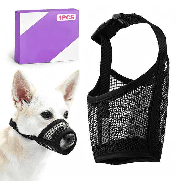 GASTROPOD Small Dog Muzzle,Soft Mesh Mouth Cover for Biting,Chewing & Barking,Breathable Muzzle for Grooming,Allows Panting & Drinking-Bozal Para Perros Pequeños(Xs,Black)