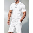 thumbnail image 5 of Men'S 2 Piece Outfits Short Sleeve Casual Shirt and Shorts Sets White XL, 5 of 7