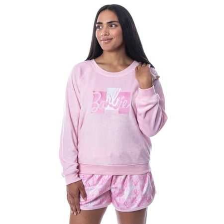 

Mattel Womens Barbie Classic Logo Sweater and Shorts Sleep Pajama Set