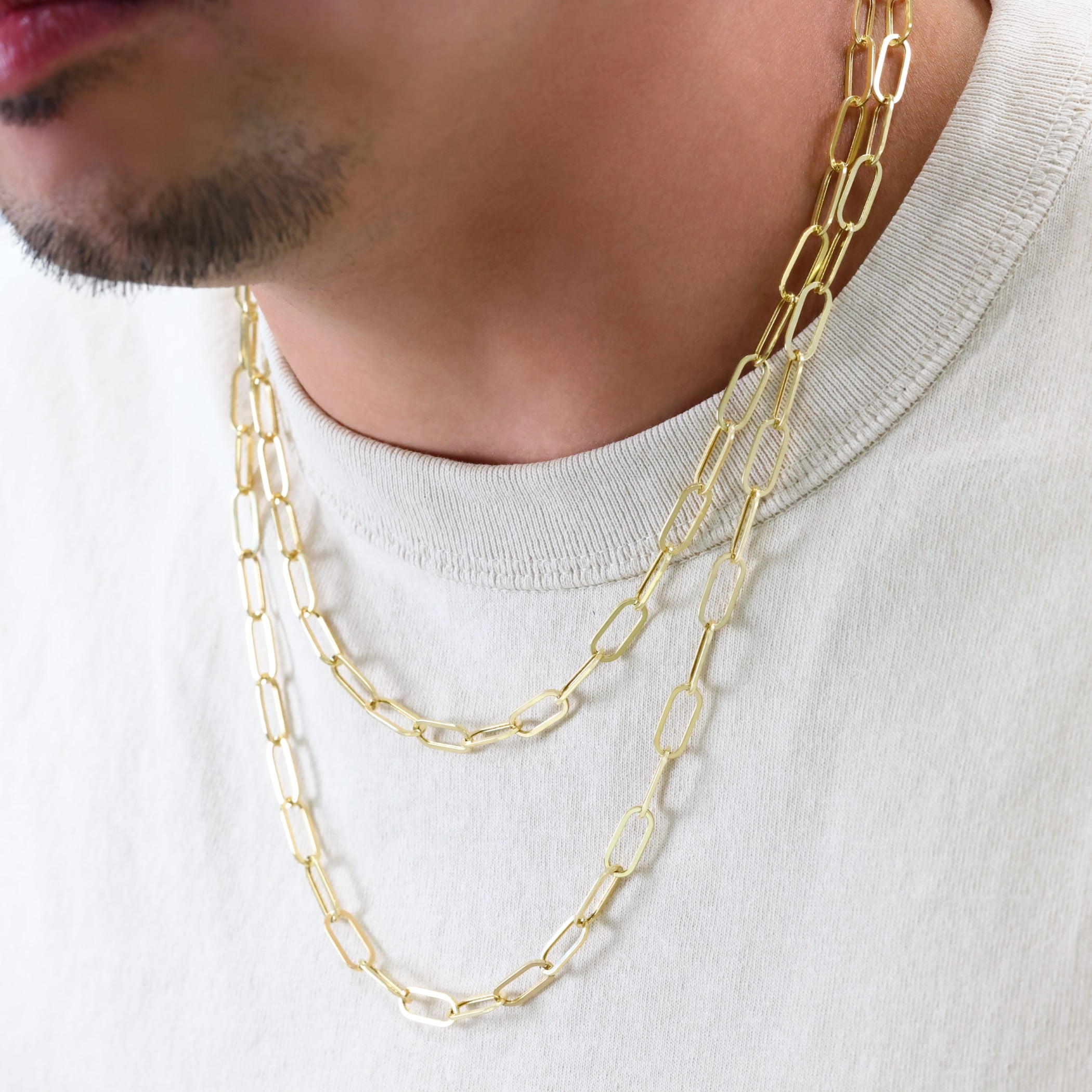 Nuragold 10k Real Yellow Gold Paperclip 6mm Elongated Cable Link Necklace (16"-24") Dainty Italian Jewelry for Men & Women