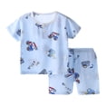 thumbnail image 2 of Wavsuf Children's Summer Home Clothing Round Neck Short Sleeved Shorts Two-Piece Set White Size 12-24 months, 2 of 3