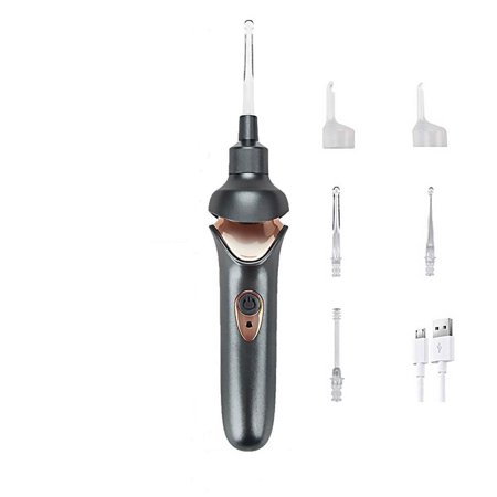 Safety Health Care Product Curette Soft Removal Vacuum Electric Ear Pick Ear Wax Painless Tool Cleaner Device BLACK