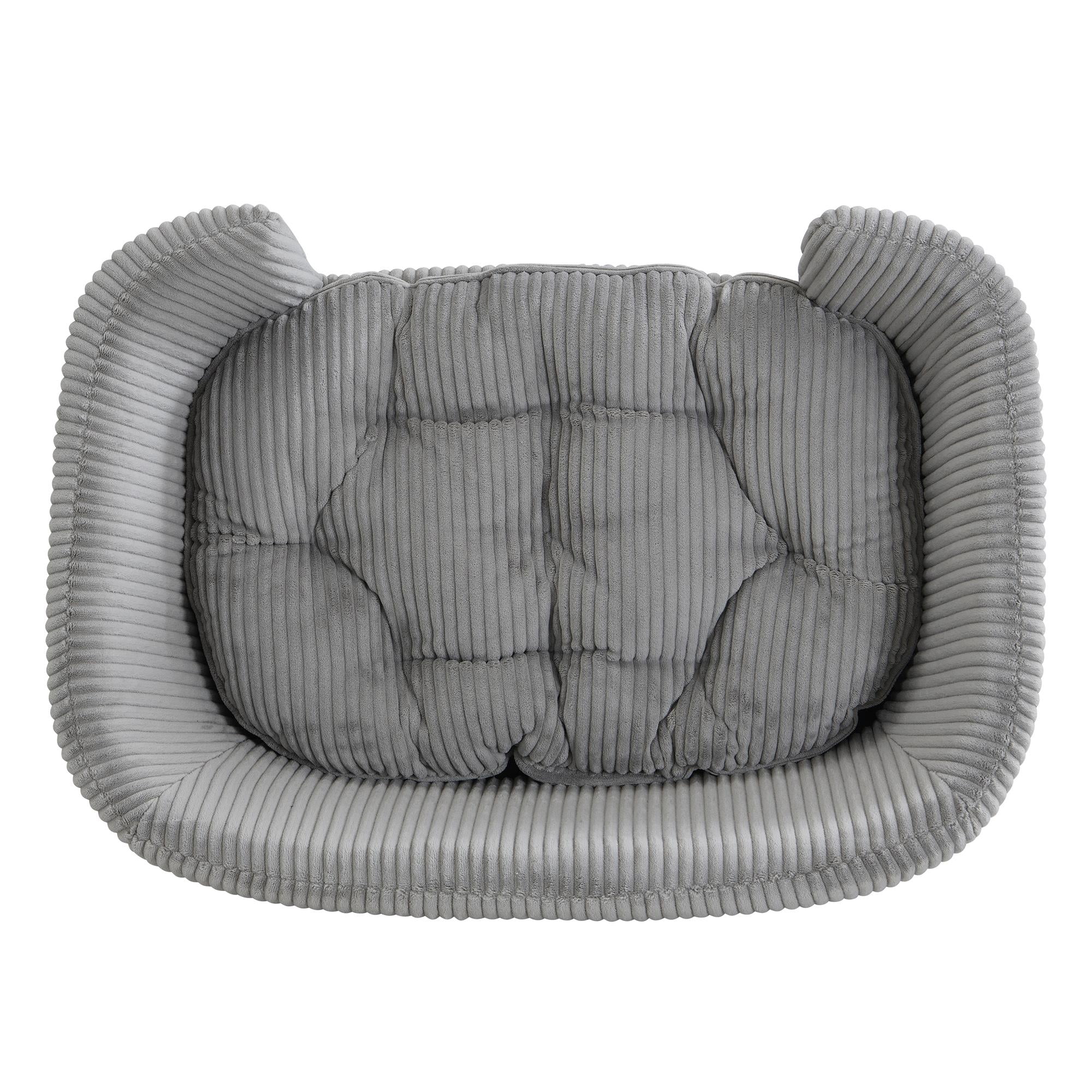 Pefilos Large Dog Couch Furniture, 30" Wide Pet Sofa for Medium Dogs with Removable Mattress, Luxury Raised Pet Couch Lounging Dog Bed with Anti-Slip Bottom, Light Gray