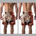 thumbnail image 3 of luoweisi Men's Beach Shorts Quick Dry Swim Trunks with Mesh Lining Rose and Leopard L, 3 of 5