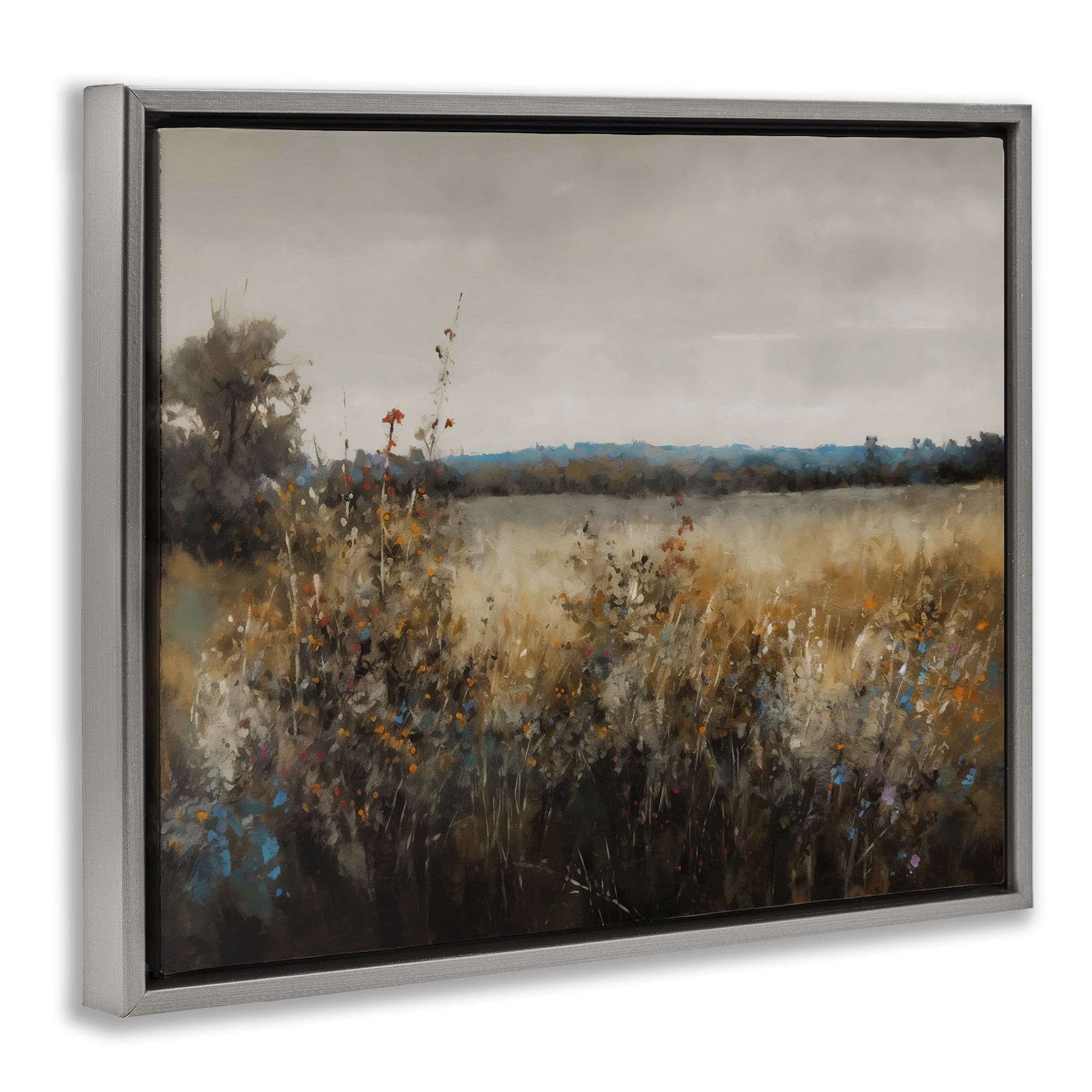 Stupell Industries Abstract Grunge Meadow Gray Framed Floater Canvas Wall Art, design by Creative Studio