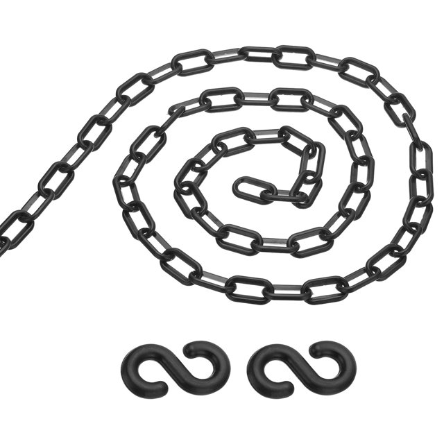 Unique Bargains 13Ft Plastic Safety Barrier Chain 2 S-Hooks, Black