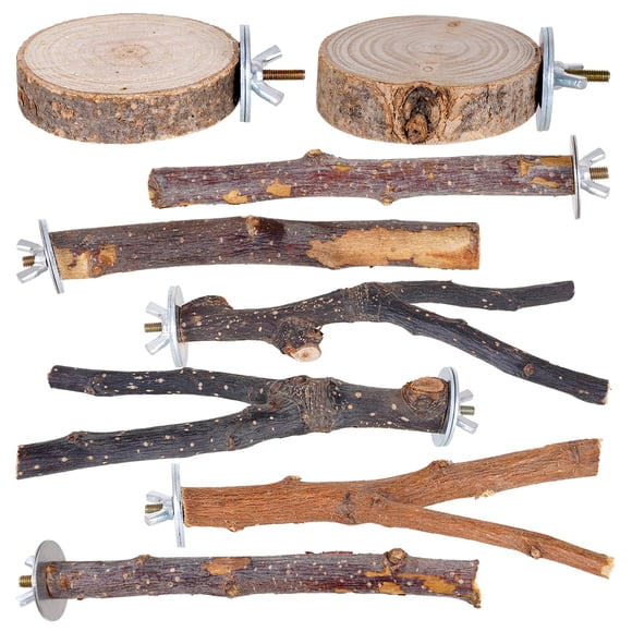 Soporte de Posadero Natural de Madera Libiline para Pájaros, 8 Piezas