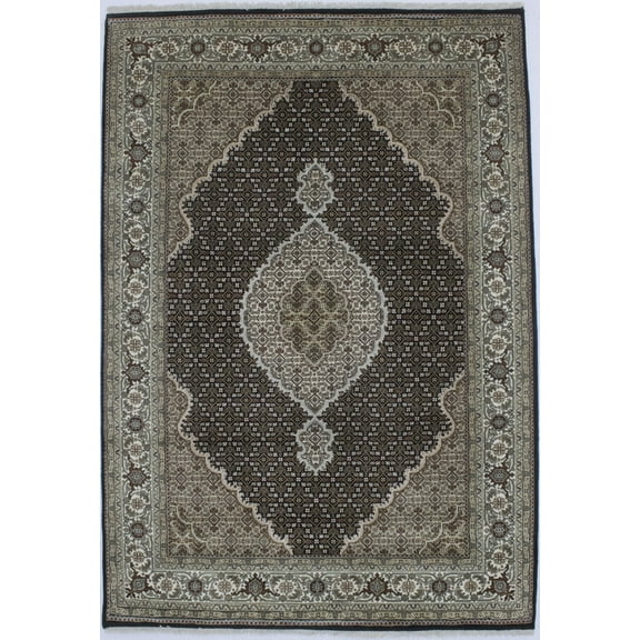 Black Floral 6X8 Tabriz Fish Mahi Oriental Rug