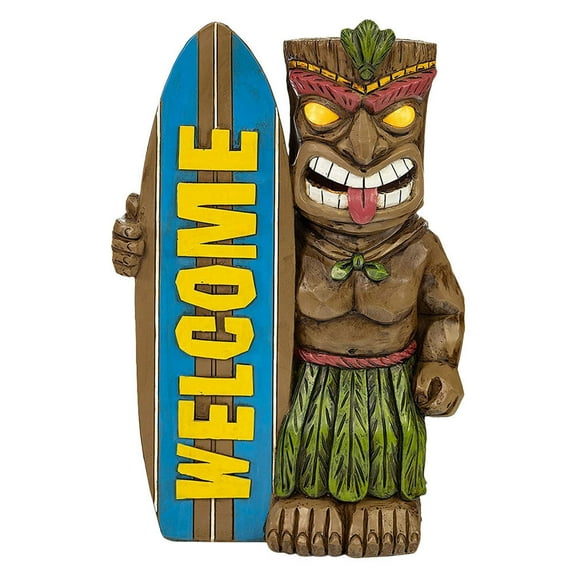 Eease Tiki Surfboard Solar LED Garden Light Resin Statue Decoration