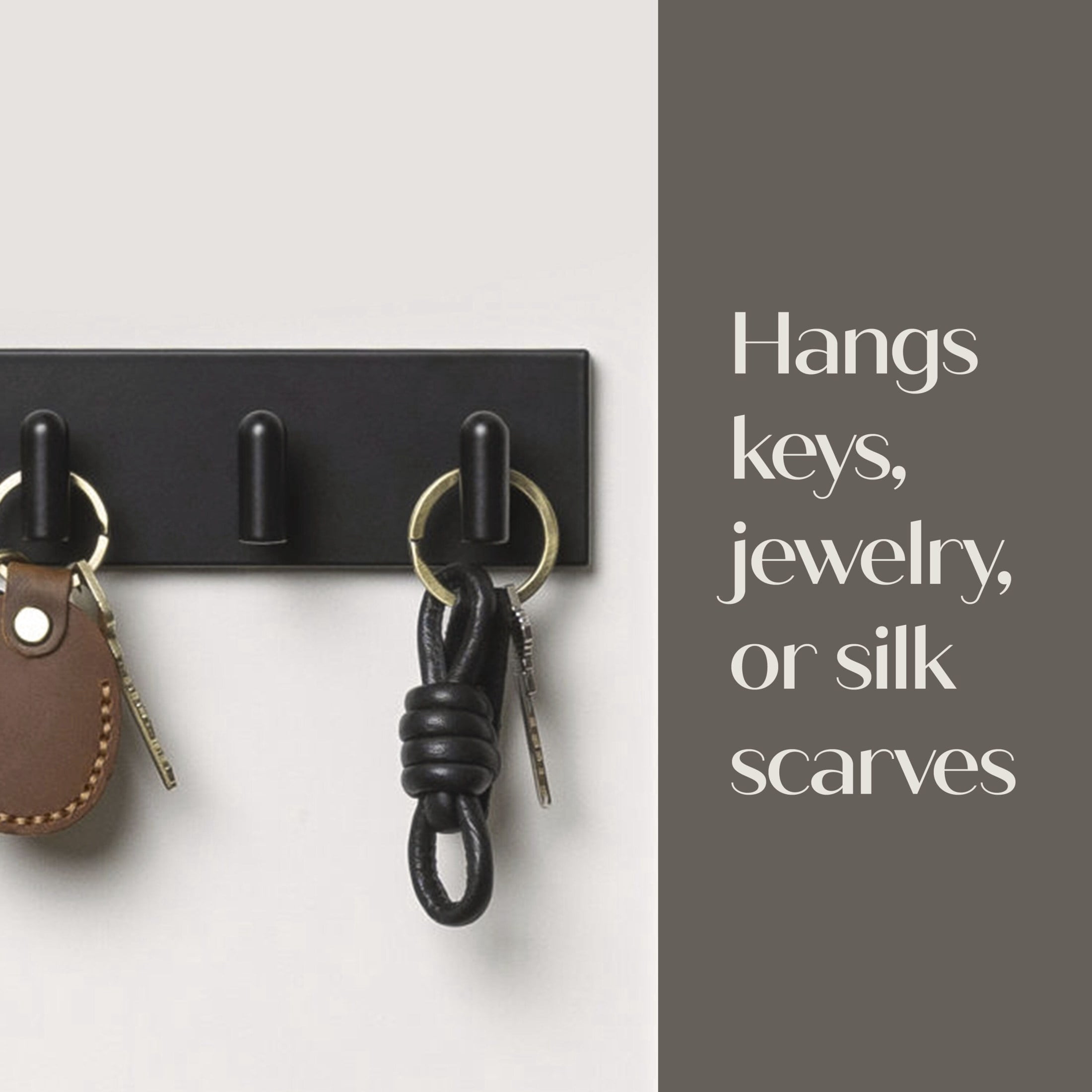 Command Decor Metal Key Rail, Matte Black, Strong Hold, 1 Hook Rail, 8 Small Adhesive Strips