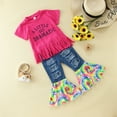 thumbnail image 5 of TAIAOJING Baby Girl Clothes Toddler Kids Crop Letter T Shirt Tops Hole Denim Jeans Pants 2PCS Set Fall Outfits 3-4 Years, 5 of 9