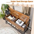 thumbnail image 5 of Resenkos Industrial Shoe Bench with Storage Space and Metal Handrail-Rustic Brown, Space-Saving Shoe Rack Organizer for Closet Entryway, 5 of 7