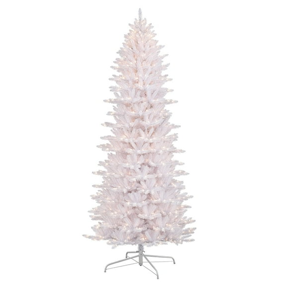Puleo International 9 ft. Pre-Lit White Slim Fraser Fir Artificial Christmas Tree with 800 UL-Listed Lights