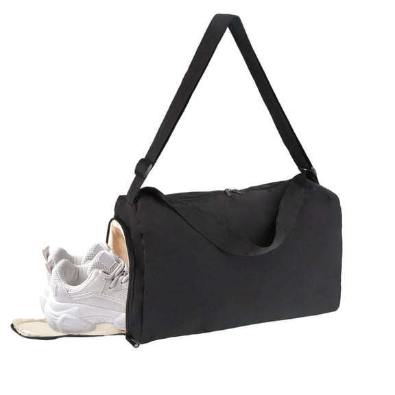 Gocvo Small Gym Bag with Shoe Compartment, Lightweight Duffle Bag for Women Men, Travel Bag with Wet Pocket for Gym Yoga Swim Weekend Bag (Black)