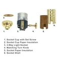 thumbnail image 6 of Royal Designs, Inc. 3 Way Vintage Turn Knob Lamp Socket for Incandescent LED Bulbs, Polished Brass, Set of 2, 6 of 8