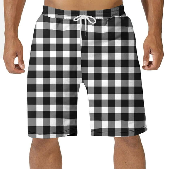S-6X Plus Size Pajama Shorts for Men with Pockets Big & Tall Drawstring Elastic Waist Plaid Printed Wide Leg Comfort Loungewear Short