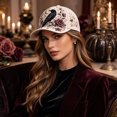 thumbnail image 3 of Levmjia Women Baseball Hat Soft Cotton Floral Embroidery Print Breathable Sun Cap Daily Commute Outdoor Walking Travel Casual Fashion UV Protection, 3 of 5