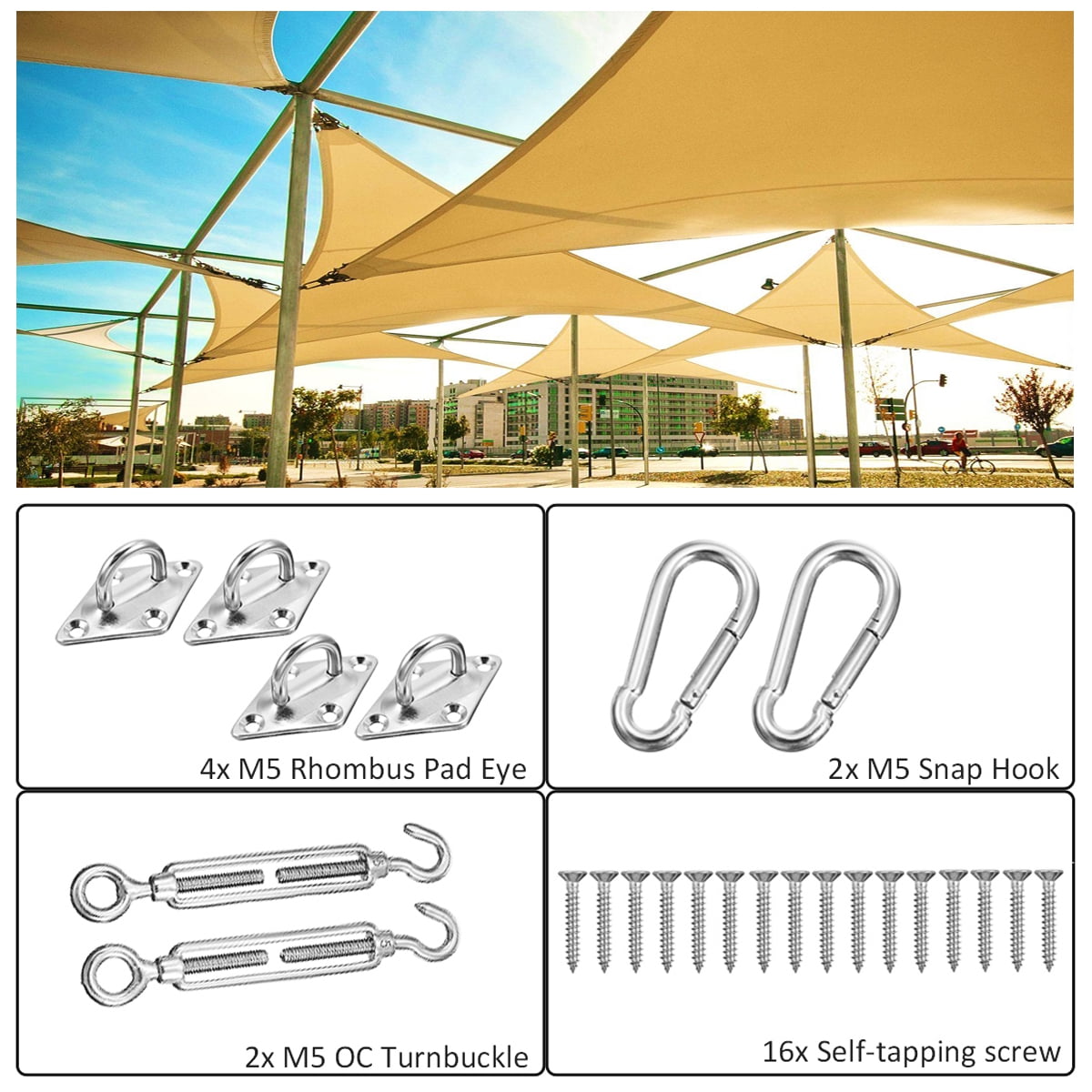 Sun Shade Sail Accessories Fixing Fittings Kits Patio Garden Sun Canopy DIY Tool