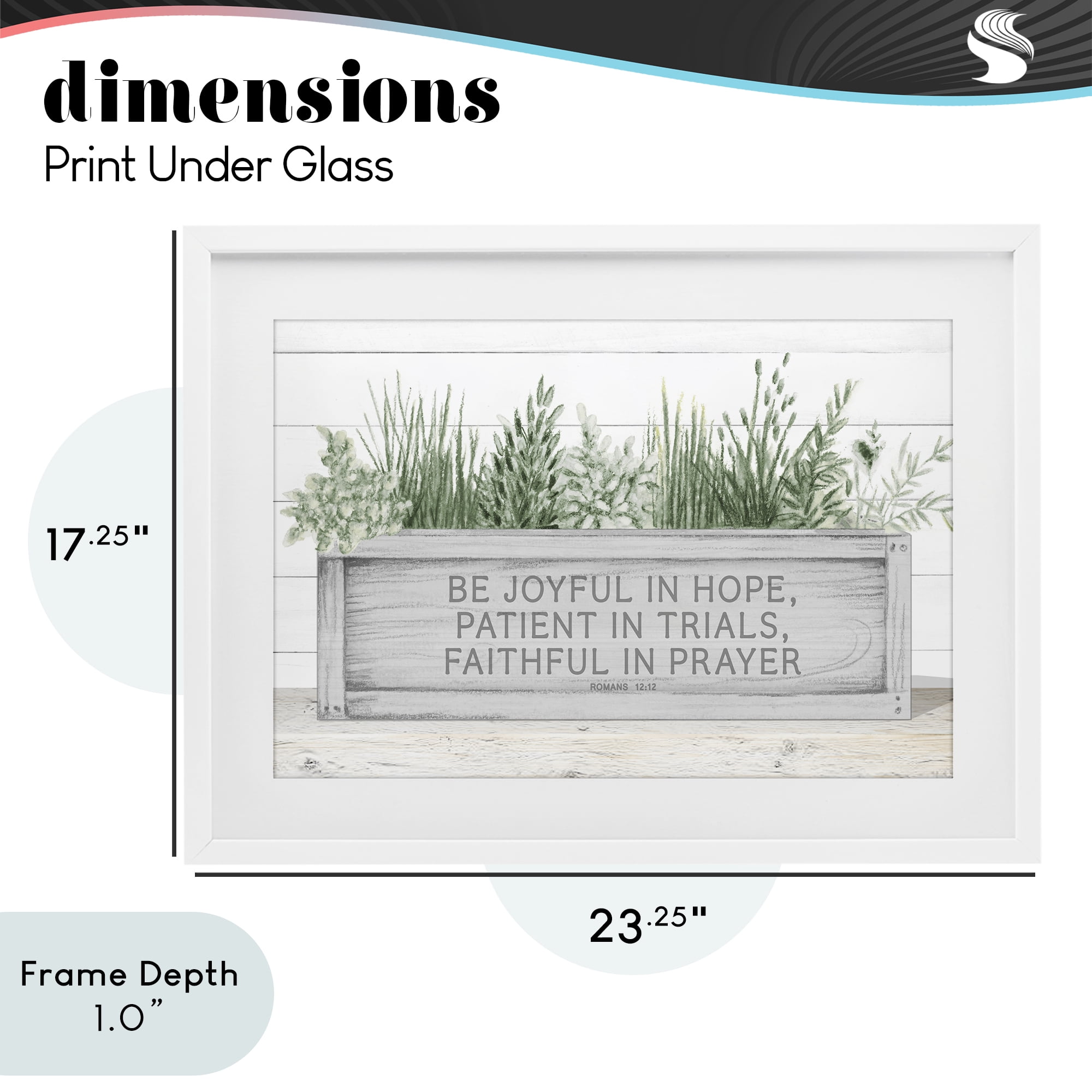 Stupell Industries Be Joyful Flower Box White Framed Print Under Glass, design by Janice Gaynor
