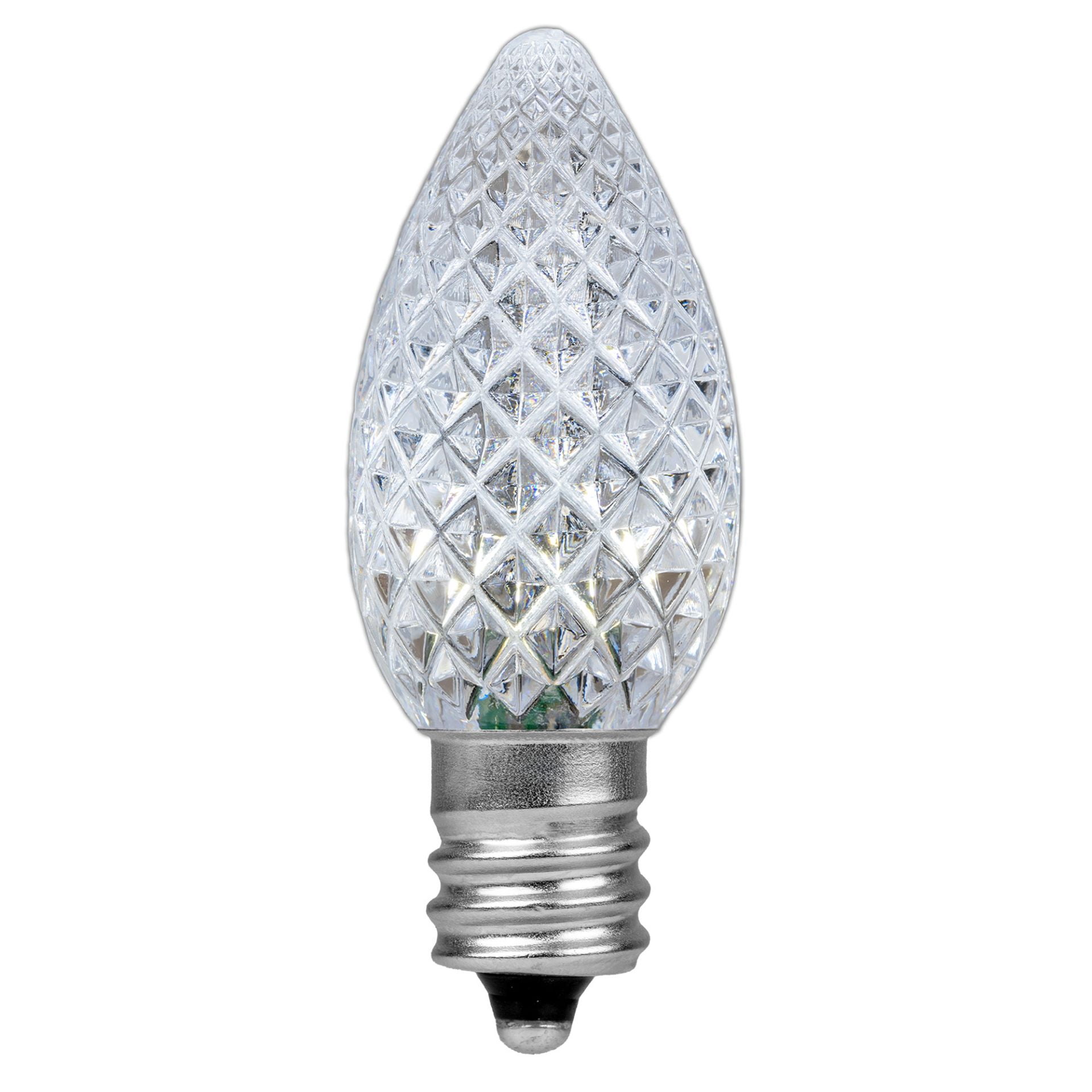 Novelty Lights Pure White C7 LED Diamond Faceted Christmas Replacement Bulbs Dimmable 25 Pack