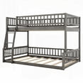 thumbnail image 6 of Full XL over Queen Platform Bed Frame with Ladder and Guardrails, Gray, No Box Spring, Sturdy Construction, 6 of 15
