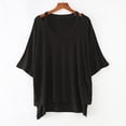 thumbnail image 2 of Women's Loose Fit V Neck Short Sleeve Comfy Regular Tank Tops Summer Casual Soft Lightweight T-Shirt Tee | CSEONE,Black L, 2 of 7