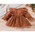 thumbnail image 2 of EIMELI Bébé Fille Robe d'Automne Volant à Manches Longues Solide une Ligne Robes Princesse Hiver Robe Vêtements Tenue Marron 3-6 Mois, 2 of 8
