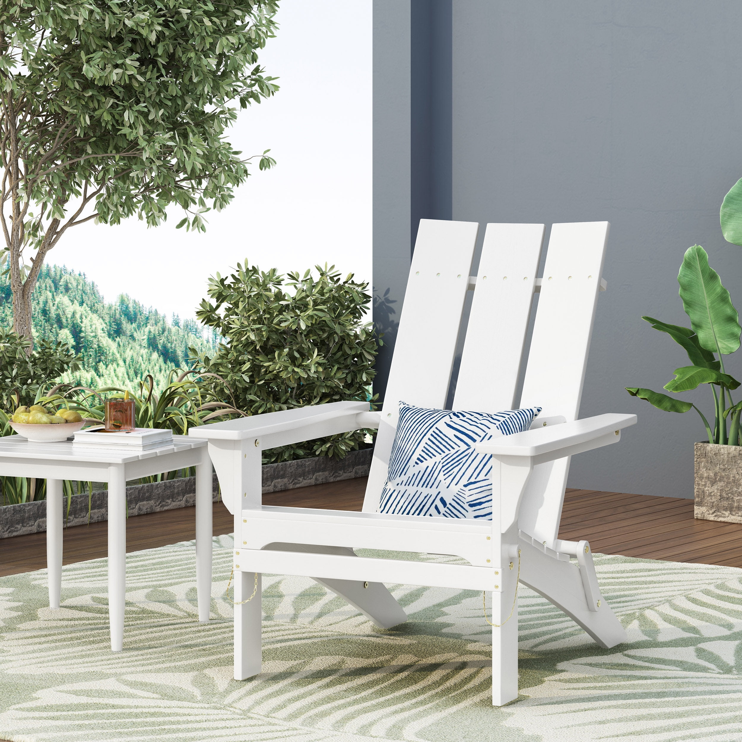 Noble House Eliphaz Folding Acacia Wood Adirondack Chair - White