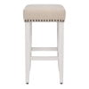 Polytrends Jameson Upholstered Polyester Antique White 24 Inch Counter Stool Antique White/Beige Metal Foam Upholstered Polyester Cabin & Lodge