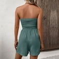 thumbnail image 4 of ABATAB Rompers for Women Summer off the Shoulder Casual Overalls Sleeveless Smocked Button down Beach Vacation Jumpsuits, 4 of 6