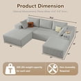 thumbnail image 2 of ODUWA 96" U-Shaped Modular Sectional Sofa with Ottoman,No Assembly Required,Deep Seat Corduroy Cloud Couch for Living Room & Bedroom,Light Gray, 2 of 9