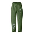 thumbnail image 4 of Pantalones estampados de bolsillo de algodón y lino sueltos casuales de verano para mujer Pantalones Pompotops  ulkah939088, 4 of 5