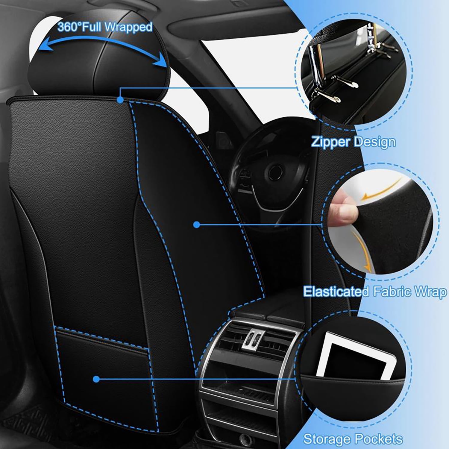 Car Seat Covers Full Set for Car Seat Covers Custom Fit for Honda CR-V 2015-2025 2 Rows 5-Seat Set Faux Leather Seat Covers Waterproof Car Seat Protector (5-Seat Set, Black&Gray)