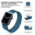thumbnail image 3 of Magnetic Leather Band for Apple Watch Bands 45mm 44mm 40mm 38mm 42mm 41mm 45 Leather Link Loop Replacement Wristband with Strong Magnet Bracelet for iWatch SE & Series 7/6/5/4/3/2/1 Men Women, 3 of 8