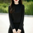 thumbnail image 2 of Sentmoon Hauts à Manches Longues pour Femmes Vêtements d'Automne Mode Décontractée Col Semi-Haut Couleur Unie Tricot Ample pour Activités Extérieures et Randonnée Noir P, 2 of 6