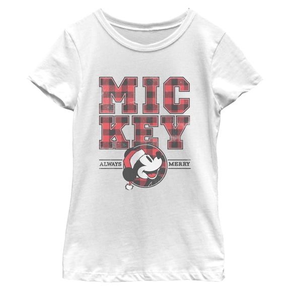 Girls Mickey & Friends Always Merry Classic Plaid Pattern T Shirt