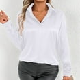 thumbnail image 6 of Womens Summer Outfits, Womens Shirts, Stylish Women's V Neck Satin Blouse Long Sleeve Casual Shirt for Everyday Spring Fall Elegant Basic Outfit, 6 of 9